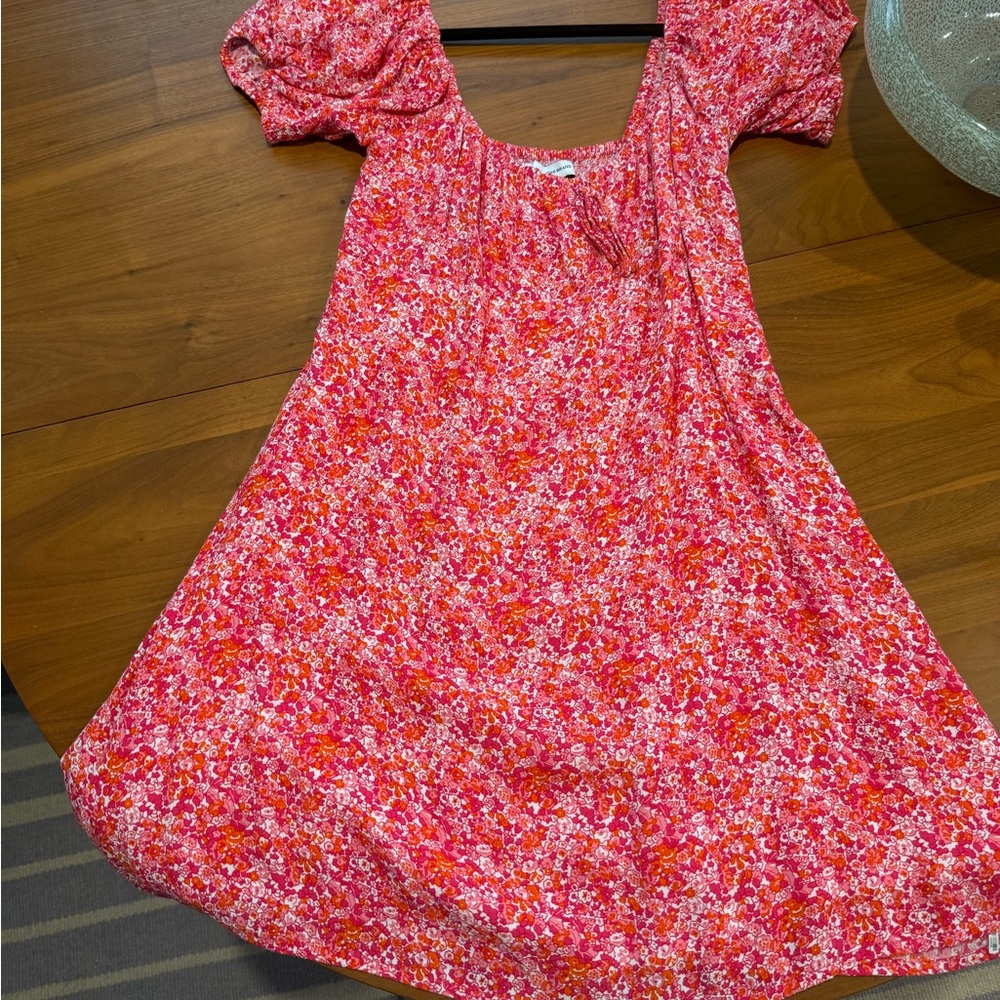 Faithfull the Brand Red and Pink Floral Mini Dress